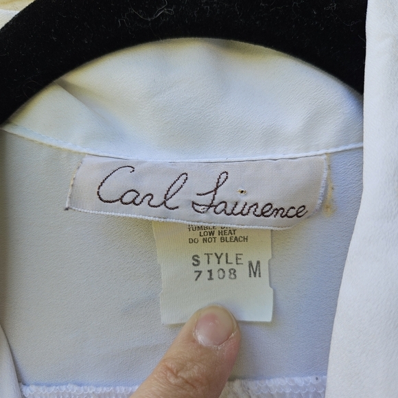 vintage Carl Laurence white button front roll tab shirt medium - Picture 3 of 4